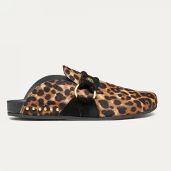Fashion Claris Virot Georgette Mules Leopard Leather