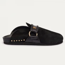 Cheap Claris Virot Georgette Mules Black Leather And Suede