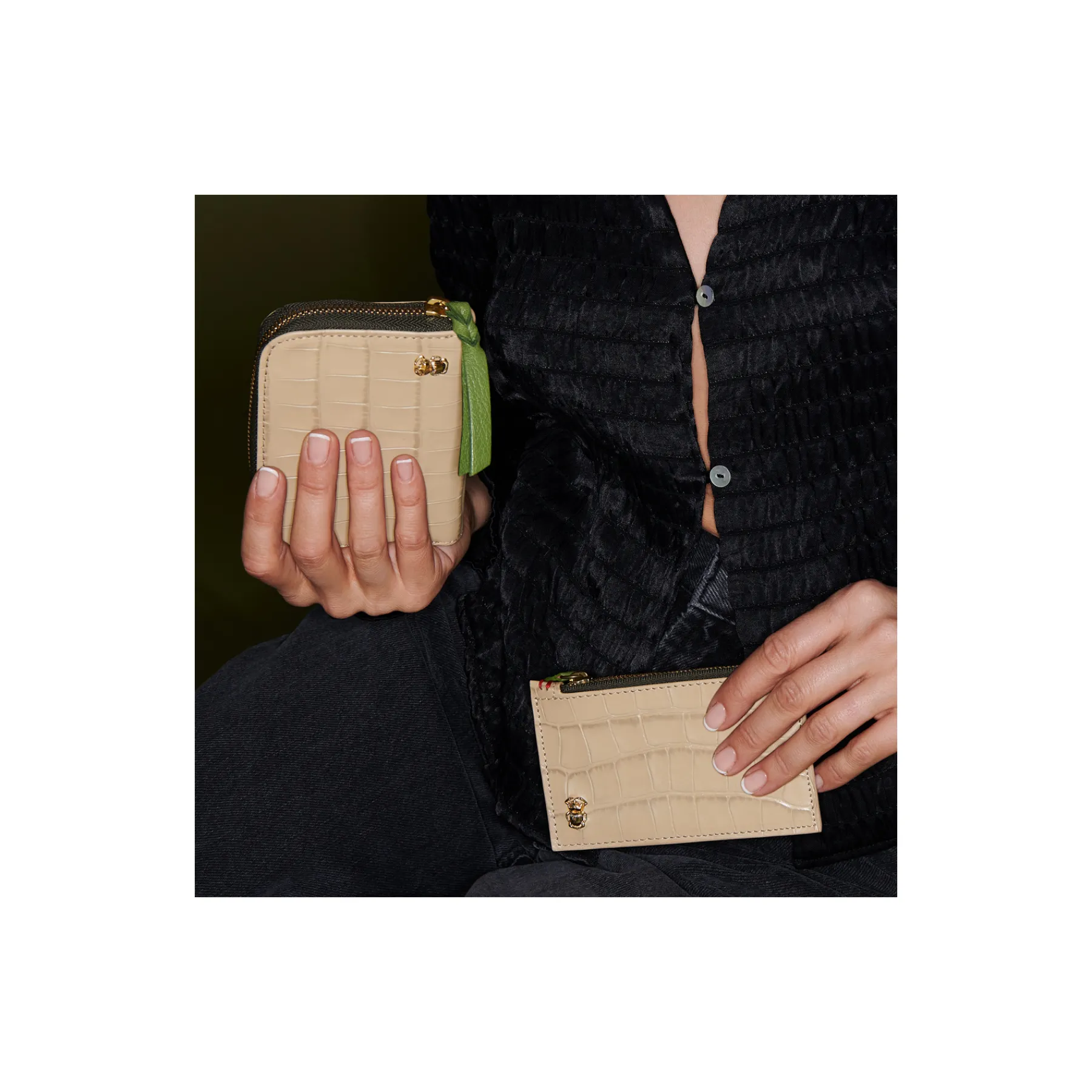 Best Sale Claris Virot Helena Wallet Sesame Beige Embossed Croco