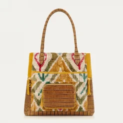 Outlet Claris Virot Hugo Bag Multicolor Losanges Leather And Velvet