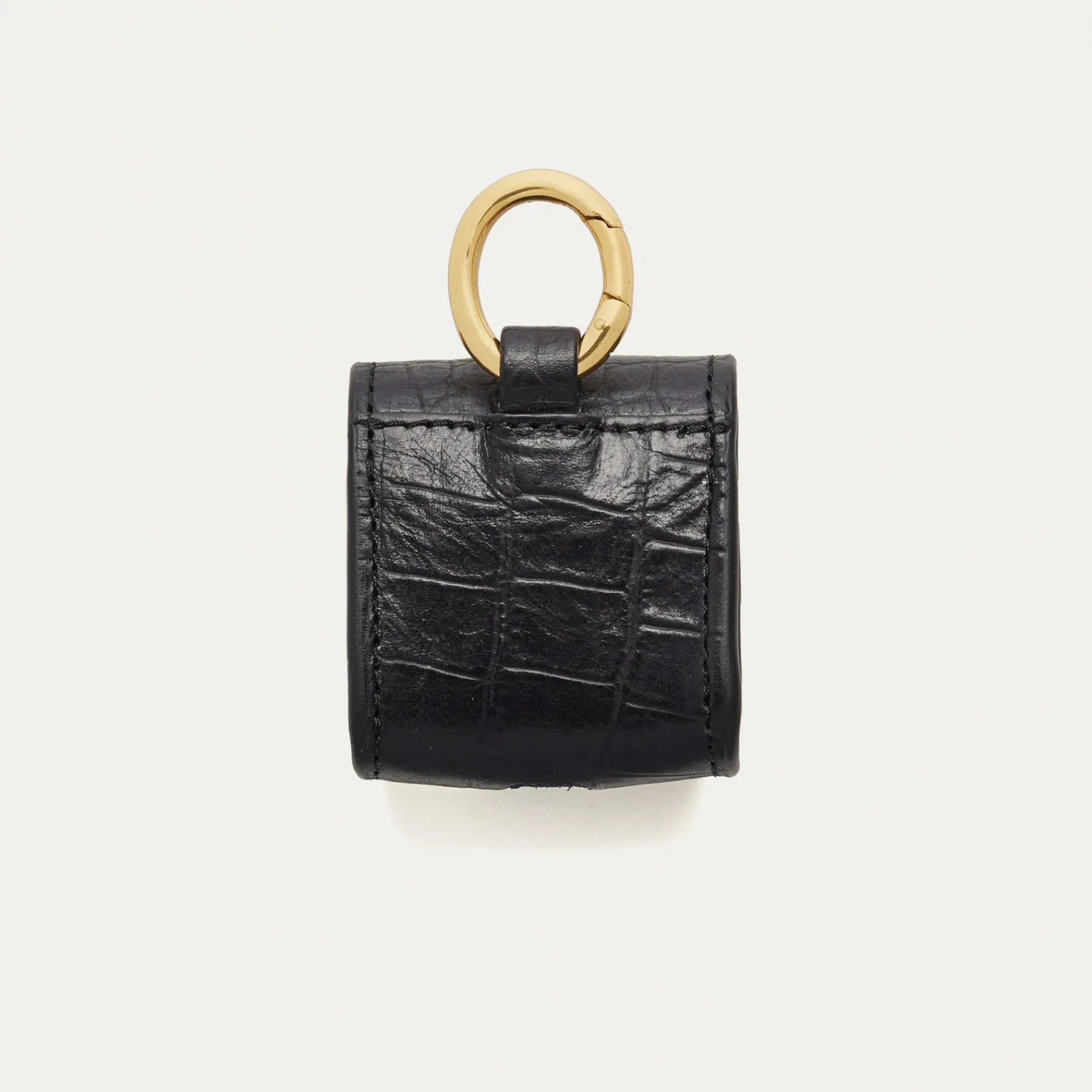 Shop Claris Virot Jamie Airpods Cases Black Embossed Croco Leather