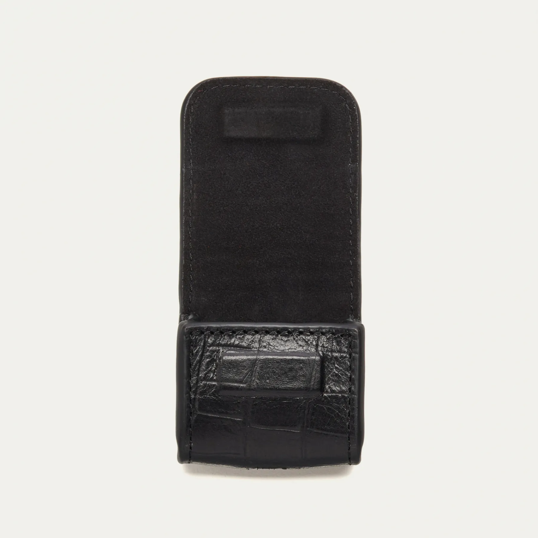 Shop Claris Virot Jamie Airpods Cases Black Embossed Croco Leather