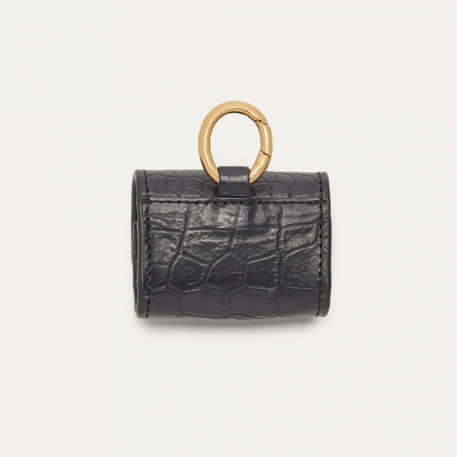 Shop Claris Virot Jamie Airpods Cases Black Embossed Croco Leather