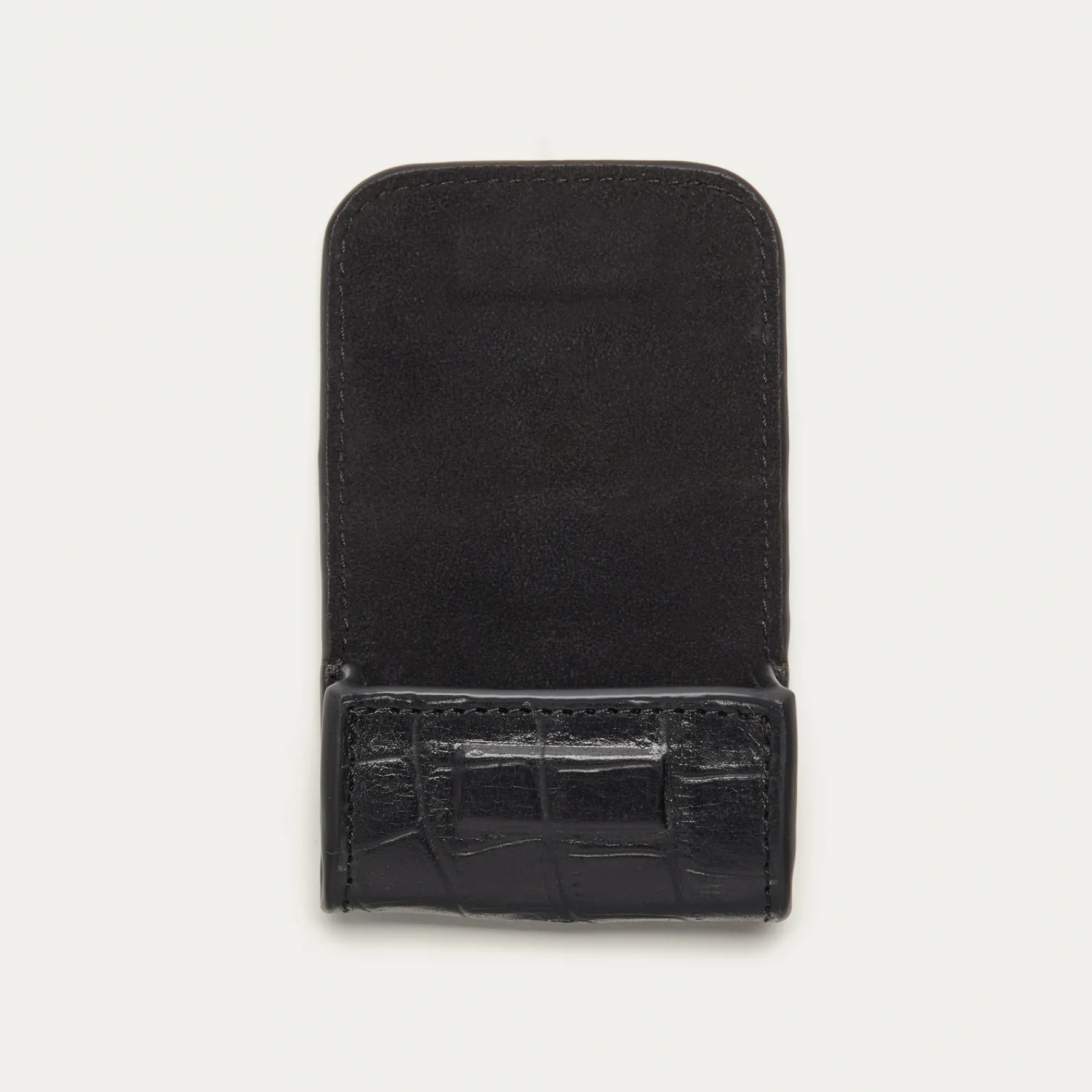 Shop Claris Virot Jamie Airpods Cases Black Embossed Croco Leather