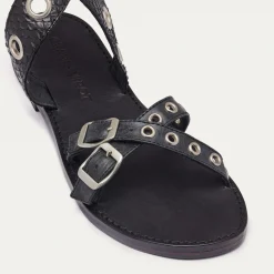 New Claris Virot Laurette Sandals Black Python
