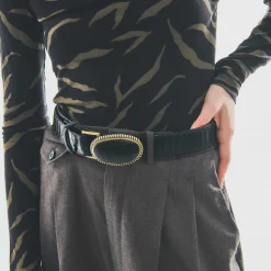 Discount Claris Virot Leather Belt Black Python