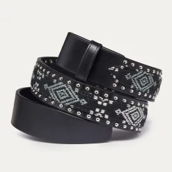 New Claris Virot Leather Belt Black Leather And Sumba Fabric
