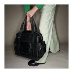 Shop Claris Virot Leo Bag Black Python