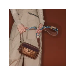 Fashion Claris Virot Lily Bag Metallic Bark Embossed Croco Leather
