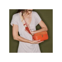 Best Sale Claris Virot Lily Bag Orange Koi Embossed Croco Leather