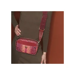 New Claris Virot Lily Bag Pink Burgundy Python