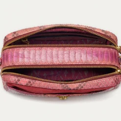 New Claris Virot Lily Bag Pink Burgundy Python