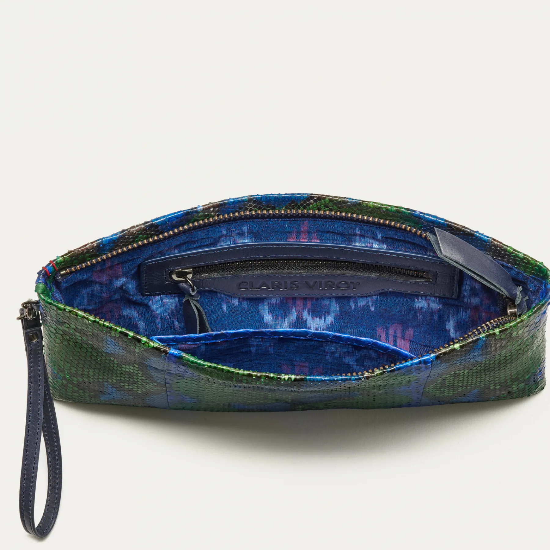 Best Claris Virot Lou Clutch Green Blue Water Lily Python