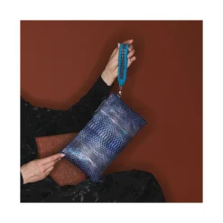 Flash Sale Claris Virot Lou Clutch Ice Blue Metallic Python