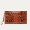 Discount Claris Virot Lou Clutch Moka Python