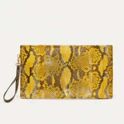 Fashion Claris Virot Lou Clutch Yellow Imperial Samurai Python