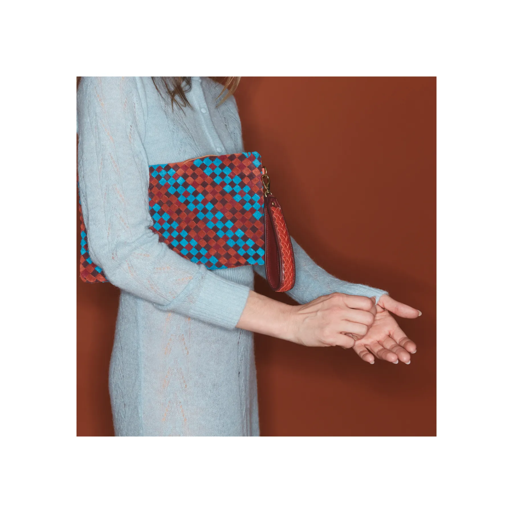 Shop Claris Virot Lou Clutch Braided Tricolor Leathers