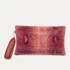 Clearance Claris Virot Lou Clutch Pink Burgundy Python