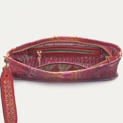 Clearance Claris Virot Lou Clutch Pink Burgundy Python