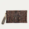 New Claris Virot Lou Clutch Ocelot Leather
