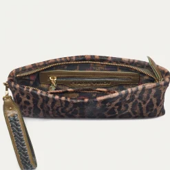 New Claris Virot Lou Clutch Ocelot Leather