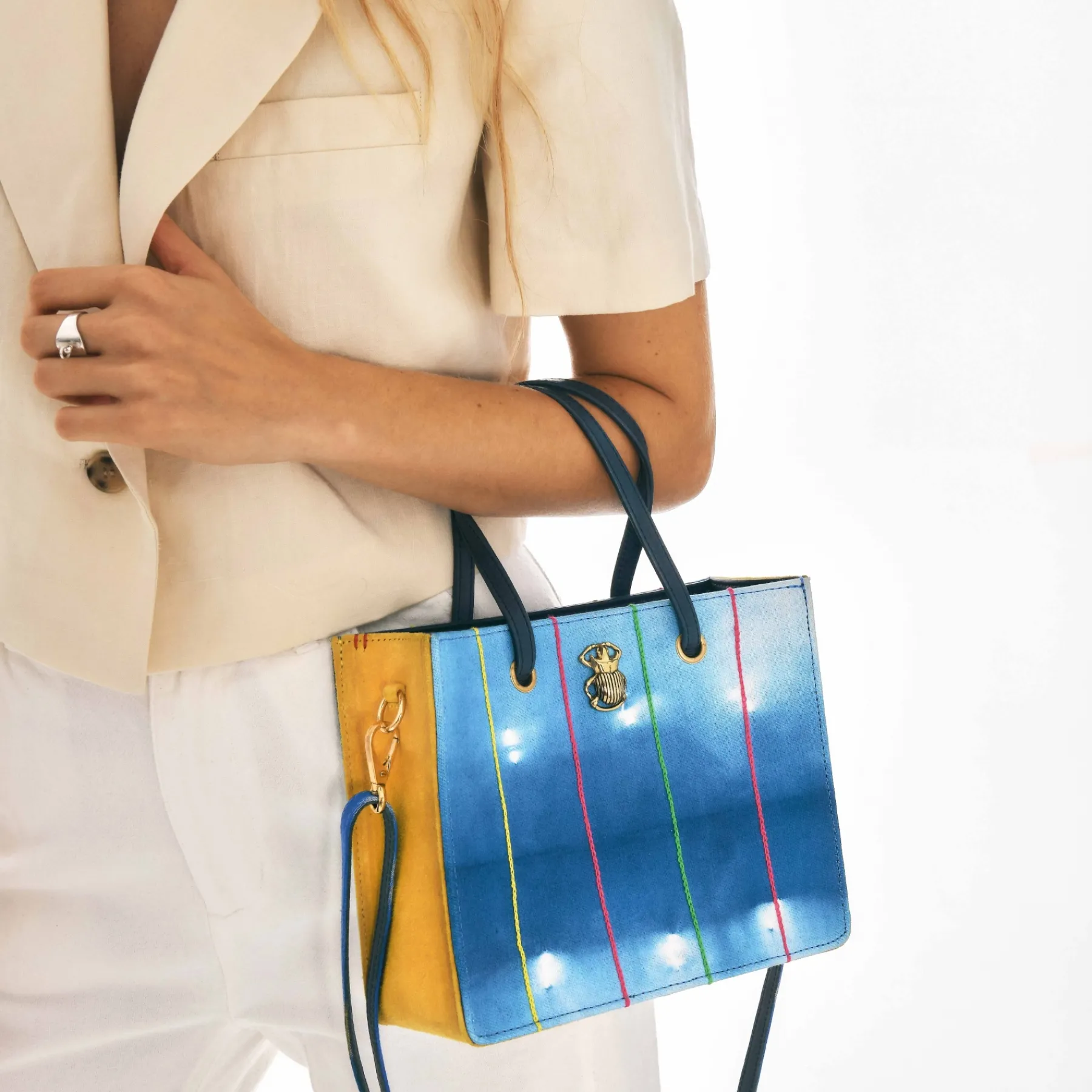 Clearance Claris Virot Mini Archi Bag Indigo Bogolan Fabric