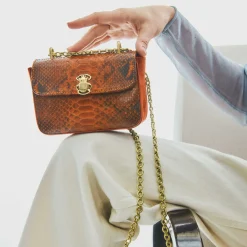 Best Sale Claris Virot Mini Ava Bag Moka Python And Leather