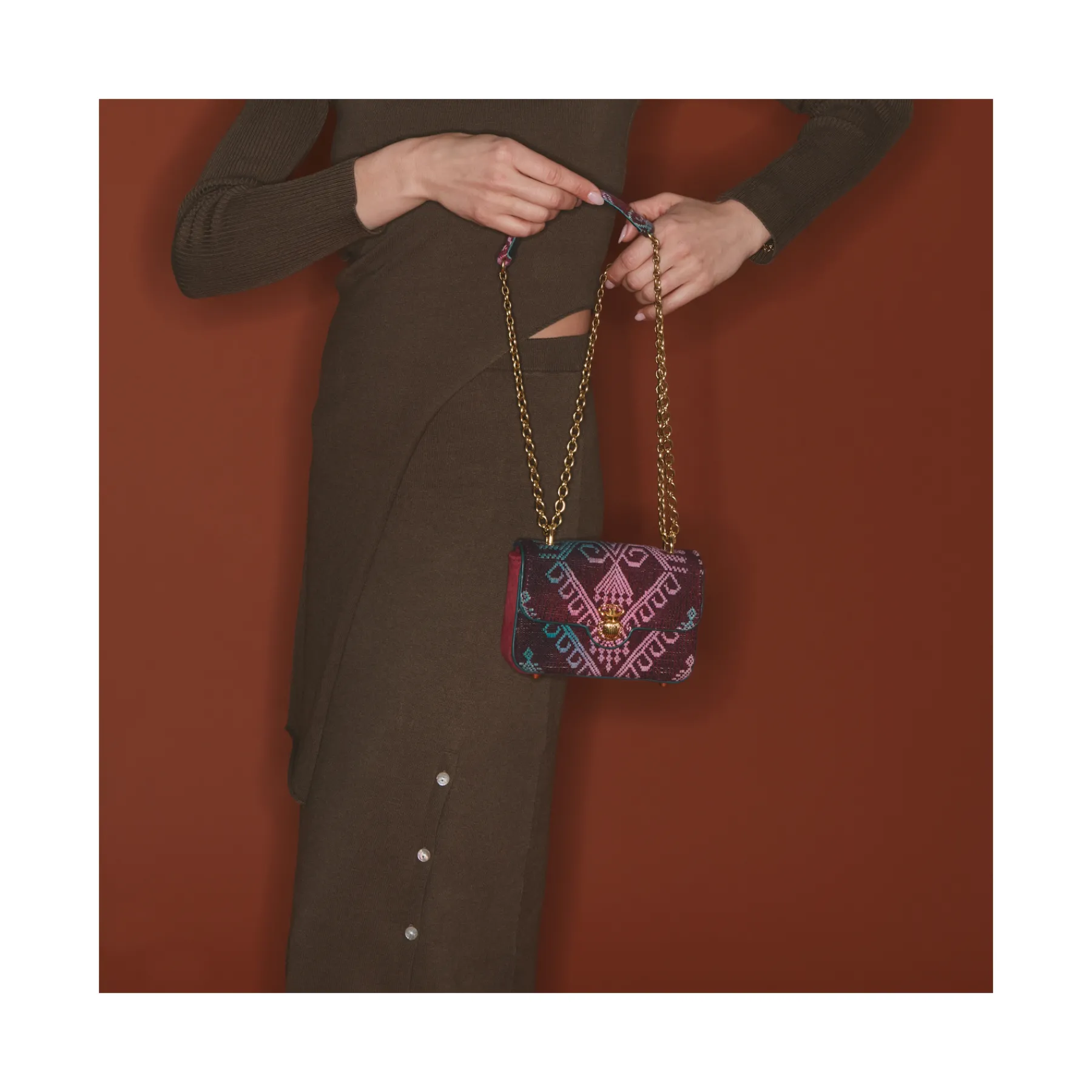 Sale Claris Virot Mini Ava Bag Timor Fabric Tie Dye Green And Pink