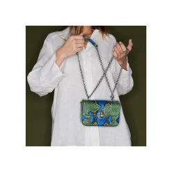 New Claris Virot Mini Ava Bag Green Blue Water Lily Python
