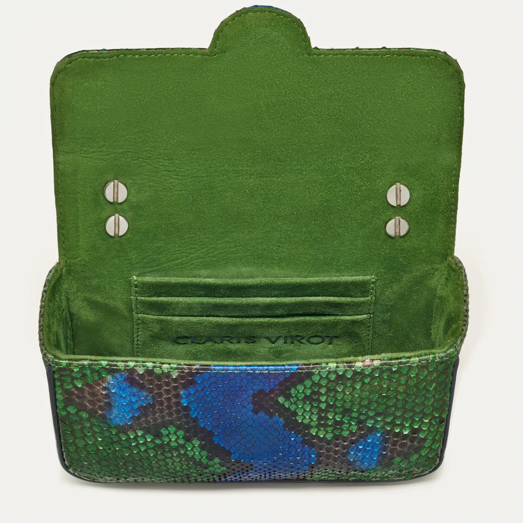 New Claris Virot Mini Ava Bag Green Blue Water Lily Python