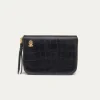 Flash Sale Claris Virot Mini Bob Wallet Black Embossed Croco Leather