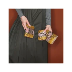 Hot Claris Virot Mini Bob Wallet Stone Hand Painted Python