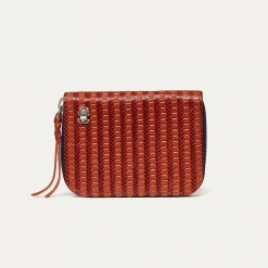 Online Claris Virot Mini Bob Wallet Anko Brick Embossed Woven Leather