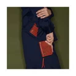 Online Claris Virot Mini Bob Wallet Anko Brick Embossed Woven Leather