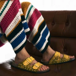 Clearance Claris Virot Odette Sandals Yellow Lizard