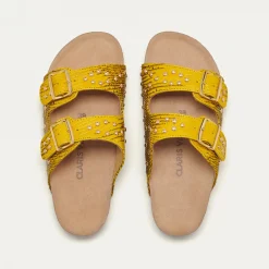 Clearance Claris Virot Odette Sandals Yellow Lizard