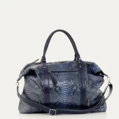 Hot Claris Virot Roger Travel Bag M Blue Lagoon Python