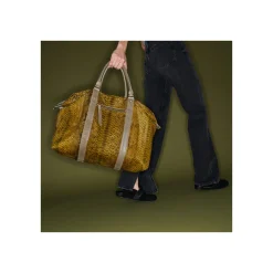 Fashion Claris Virot Roger Travel Bag M Dark Khaki Python