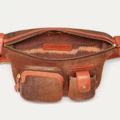 Cheap Claris Virot Romeo Bag Moka Lizard And Orange Leather