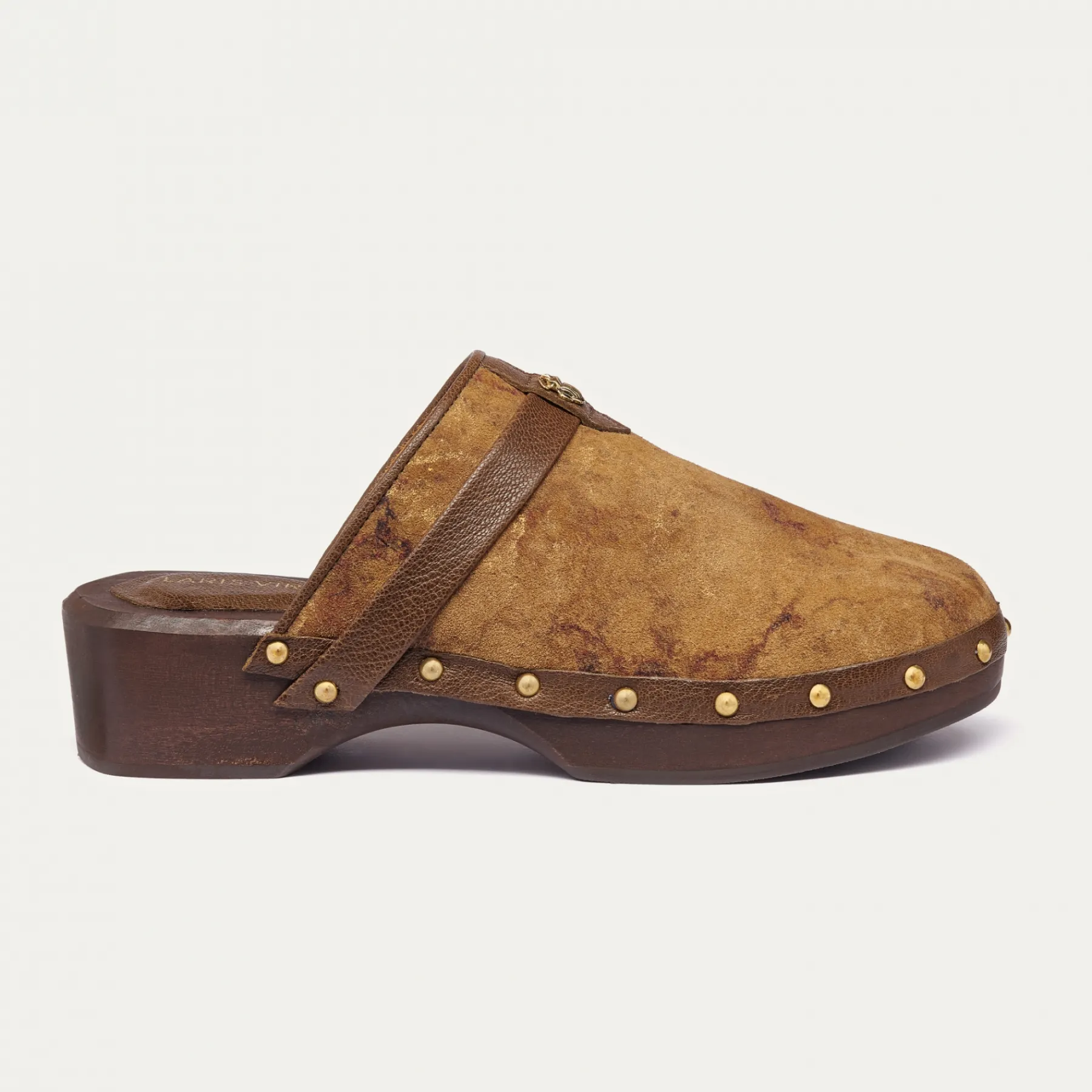 New Claris Virot Sabots Arlette Khaki Leather