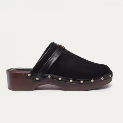 Hot Claris Virot Sabots Arlette Black Leather