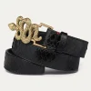 New Claris Virot Snake Belt Black Python Gold Buckle