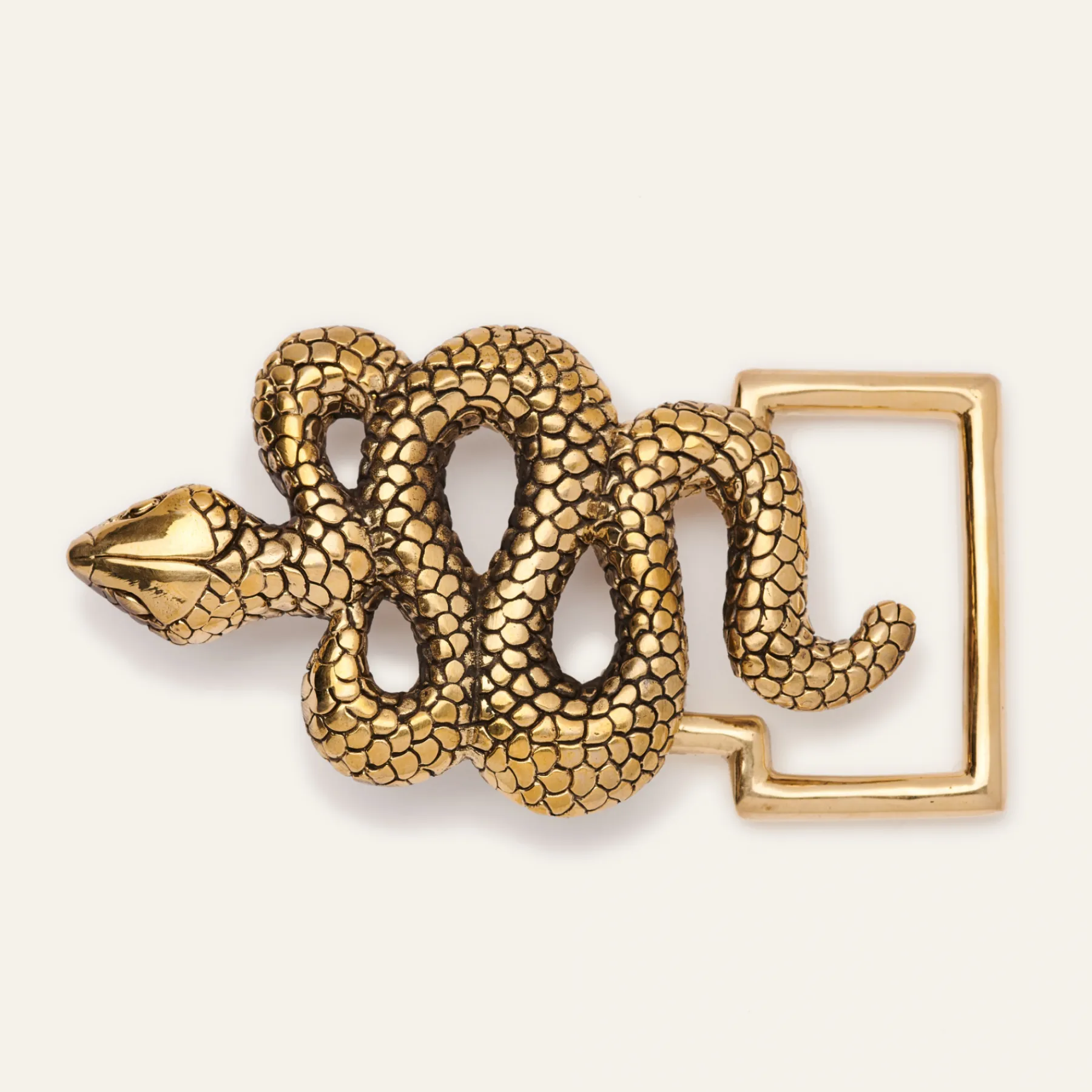 New Claris Virot Snake Belt Black Python Gold Buckle