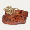Shop Claris Virot Snake Belt Moka Python Gold Buckle