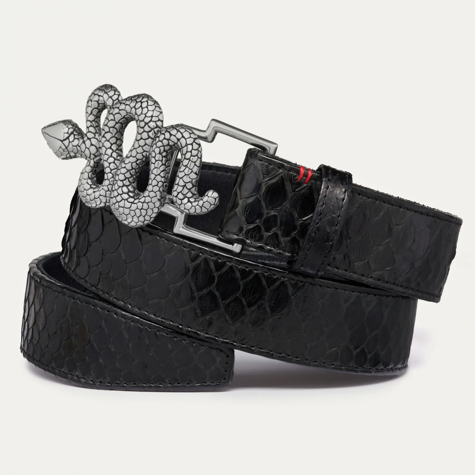 Flash Sale Claris Virot Snake Belt Black Python Silver Buckle