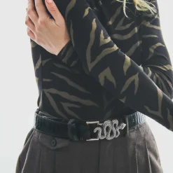 Flash Sale Claris Virot Snake Belt Black Python Silver Buckle