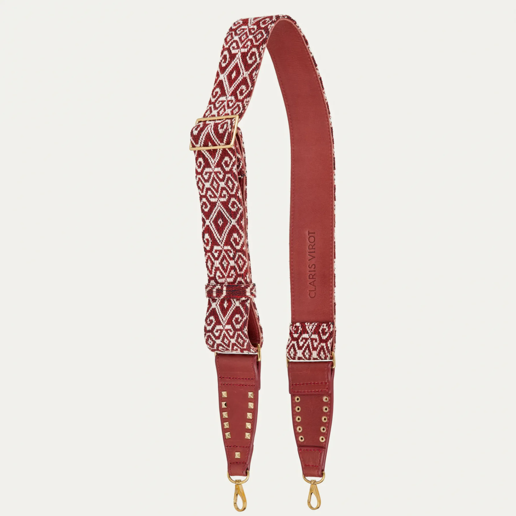Sale Claris Virot Strap Burgundy Sumba Fabric And Leather