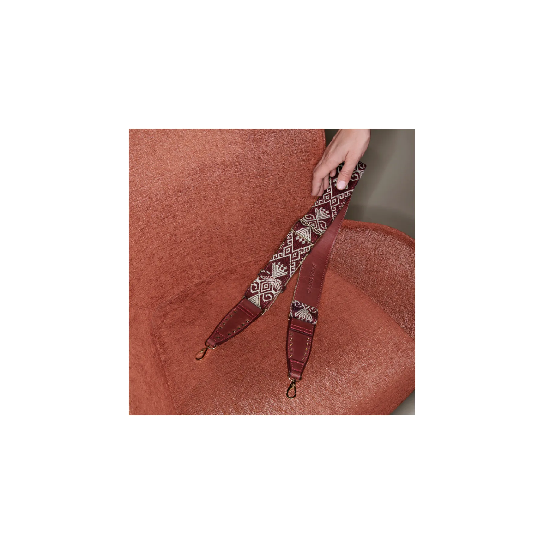 Sale Claris Virot Strap Burgundy Sumba Fabric And Leather