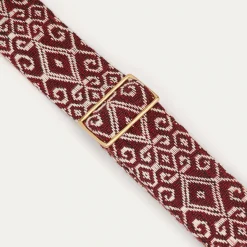 Sale Claris Virot Strap Burgundy Sumba Fabric And Leather