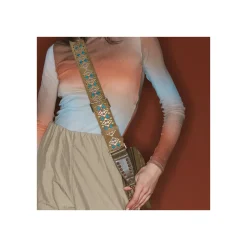 Fashion Claris Virot Strap Olive Leather Suede Embroidered
